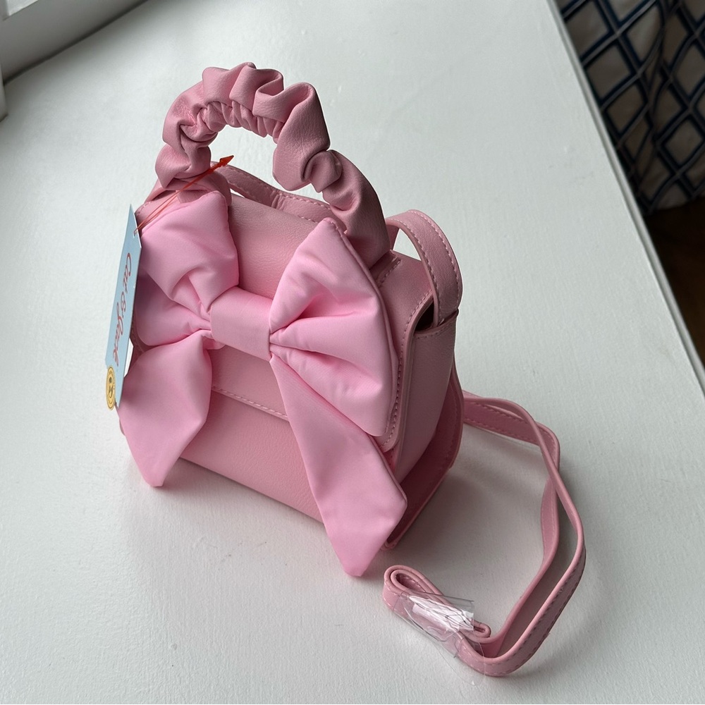 NEW Cat & Jack Girls' Pink Bow Top Handle Crossbody Bag - Picture 3 of 9